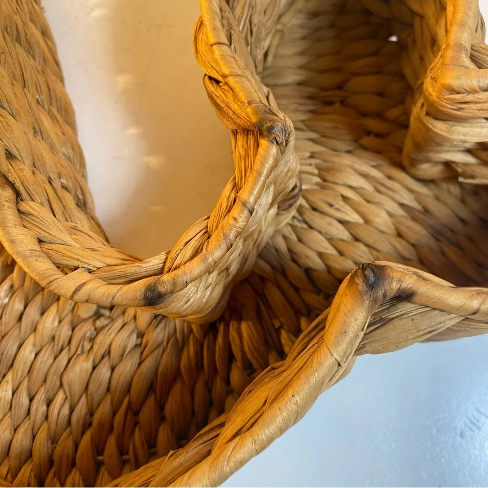 Large Figural Whale Natural Banana Leaf Rattan Chip & Dip Tray 21” Length